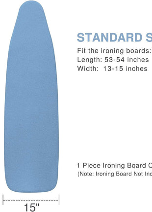 VividPaw Ironing Board Cover and Pad, Standard Size 15x54, Thick Padding | Elastic Edge, Silicone Coated, Scorch Resistant, Adjustable Fastener, Heavy Duty Padded Iron Board Covers (Blue)