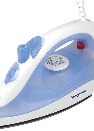 Impress Basic Clothing Iron | Non Stick | Compact | Spray | Adjustable Steam | Fabric Selector | Swivel Cord | Lightweight | 1200 Watt (Blue)