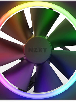 NZXT F120 RGB - 120mm PWM RGB PC Case Fan - Black | 120mm PWM RGB fan with advanced lighting customization and whisper-quiet cooling. CAM-compatible lighting.