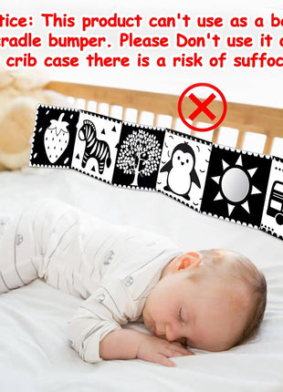 Black and White High Contrast Toys for Baby 0-3 3-6 months Infant Tummy Time Soft Crinkle Book Mirror Sensory Toys 0 2 4 5 6 Month Old Babies Boy Gril Newborn Development Christmas Stocking Stuffer