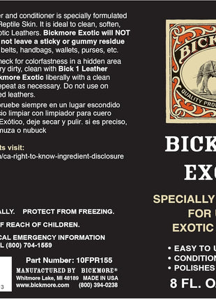 Bickmore Exotic 8oz - Specially Formulated Leather Spray Used to Clean Condition Polish and Protect Exotic Leathers & Reptile Skins