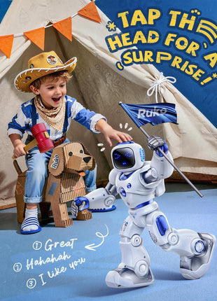 Ruko 1088 Smart Robot Toy for Kids, Large Programmable Interactive Gift | Support Remote Control & App Control & Voice Command, Birthday Gift for Boys & Girls Ages 4 5 6 7 8 9, Blue