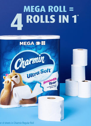 Charmin Ultra Soft Toilet Paper 6 Mega Rolls = 24 Regular Rolls