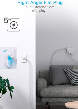 Surge Protector Power Strip - HANYCONY 8 Outlets 4 USB (2 USB C) Charging Ports, Multi Plug Outlet Extender, 5Ft Braided Extension Cord, Flat Plug Wall Mount Desk Charging Station for Home Office ETL