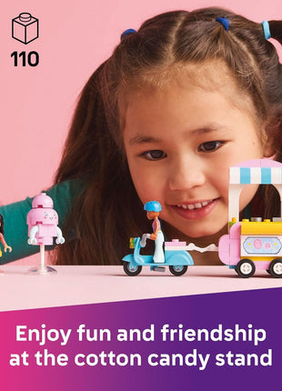 LEGO Friends Cotton Candy Stand and Scooter - Building Toy Pretend Play Set for Kids, Girls and Boys, Ages 6+ - with 2 Minidolls, Wheelable Food Cart and Accessories - Gift Idea for Birthday - 42643