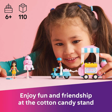 LEGO Friends Cotton Candy Stand and Scooter - Building Toy Pretend Play Set for Kids, Girls and Boys, Ages 6+ - with 2 Minidolls, Wheelable Food Cart and Accessories - Gift Idea for Birthday - 42643