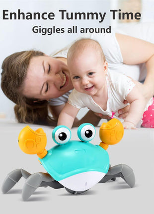 Crawling Crab Toy for Little Ones, Tummy Time Toy with Music and Lights, Interactive Moving Crab for Crawling, Walking and Early Development, Birthday Gift for Kids