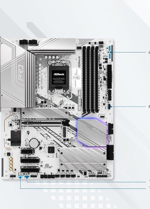 ASRock Z890 Pro RS WiFi 6E White Intel Core Ultra LGA1851 RL-ILM DDR5 8666 MHz 256 GB ATX Motherboard M.2