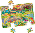 Melissa & Doug Dinosaur Adventure Tracks Cardboard Jigsaw Floor Puzzle and 2 Wind-Up Dinos – 48 Pieces, for Boys and Girls 3+