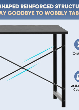 DUMOS 32 Inch Office Small Computer Desk Modern Simple Style Writing Study Work Table for Home Bedroom - Wood Black