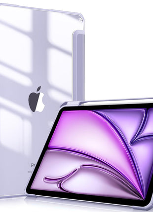 Fintie Clear Case for iPad Air 11-inch & iPad Air 5th/4th Generation 10.9" | Hybrid Slim Design, Shockproof Cover with Transparent Back Shell & Pencil Holder, Viewing & Typing Angles, Lilac Purple