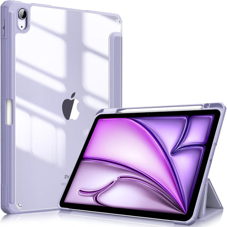 Fintie Clear Case for iPad Air 11-inch & iPad Air 5th/4th Generation 10.9" | Hybrid Slim Design, Shockproof Cover with Transparent Back Shell & Pencil Holder, Viewing & Typing Angles, Lilac Purple