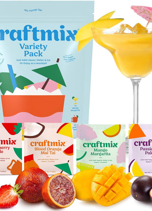 Craftmix Variety Pack Cocktail & Mocktail Drink Mixer, Pack of 12 | Skinny Mixes, Water Flavoring Packets, Made with Real Fruit, Vegan Low-Carb, Low-Sugar, Non-GMO, Dairy Free, Gluten Free