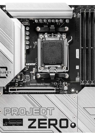 MSI B650M Project Zero Gaming Motherboard (AMD Ryzen 9000/8000/7000 Series Processors, AM5, DDR5, PCIe 4.0, M.2 Slots, SATA 6Gb/s, USB 3.2 Gen 2, HDMI/DP, Wi-Fi 6E, Bluetooth 5.3, 2.5Gbps LAN, mATX)