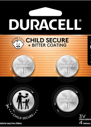 Duracell 2032 Lithium Battery, 4 Count, AirTag & Key Fob, CR2032 3V Cell
