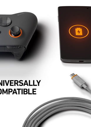 SCUF Braided USB-C Cable - Black 6 feet / 2 Meters USB Type C Connection and Charging for Xbox Controllers, PS5 Controllers, and Smart Phones - Xbox Series X;