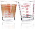 Measuring cup Espresso Shot Glass Liquid Heavy Glass Wine Glass 26 Incremental Measurement 1oz, 6 Tsp, 2 Tbs, 30ml (2 pack red)