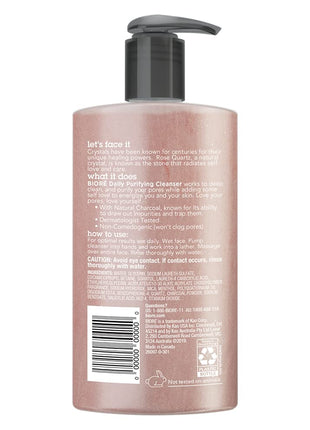 Bioré Rose Quartz + Charcoal Daily Purifying Cleanser,Oil Free Facial Cleanser Energizes Skin,Dermatologist Tested and Cruelty Free,6.77 oz,(Pack of 2)