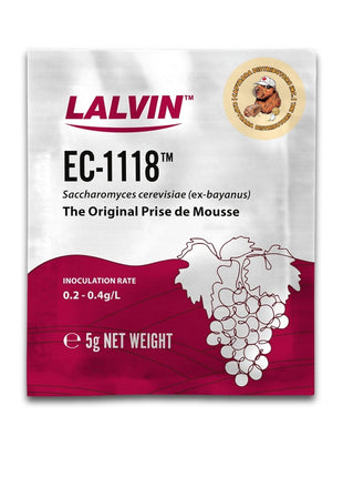 Lalvin EC-1118 Wine Yeast (20 Pack) - Champagne Yeast - Make Wine Cider Mead Kombucha At Home - 5 g Sachets - Saccharomyces cerevisiae - Sold by CAPYBARA Distributors Inc.