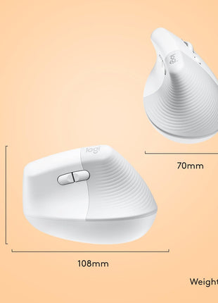 Logitech Lift for Mac Wireless Vertical Ergonomic Mouse, Bluetooth, Quiet Clicks, Silent Smartwheel, 4 Customizable Buttons, for macOS/iPadOS/MacBook Pro/MacBook Air/iMac/iPad - Off White