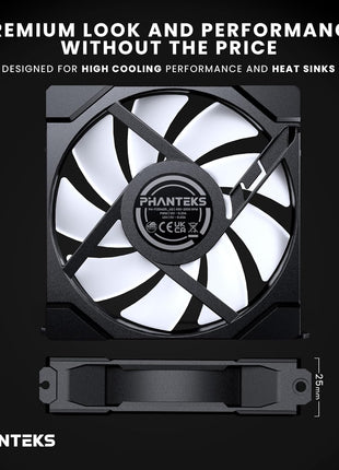 Phanteks M25-120 Gen2 Triple Pack, 3X 120mm ARGB High Performance Cooling Fans, Daisy-Chain Unified Fan Frame, Infinity Mirror hub, Single Cable Connection, Black