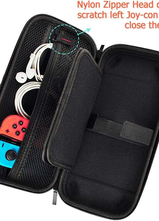 Deruitu Switch Carrying Case Compatible with Nintendo Switch/Switch OLED - Fit AC Charger Adapter - with 20 Game Cartridges Hard Shell Travel Switch Pouch for Console & Accessories