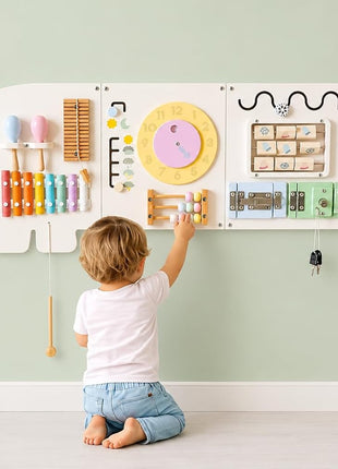 Sensory Wall Panel for Kids – Toddler Learning Activity Center - Emotional Development & Fine Motor Skills – Toddler Learning Activity Center- Busy board Montessori toys