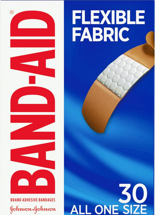 Band Aid Brand Flexible Fabric Sterile Adhesive Bandages, Comfortable Cushioned Wound Care & Protection for Minor Cuts, Scrapes & Burns, First Aid, Hurt Free Comfort Pad, One Size 1x3 In, 100 Count