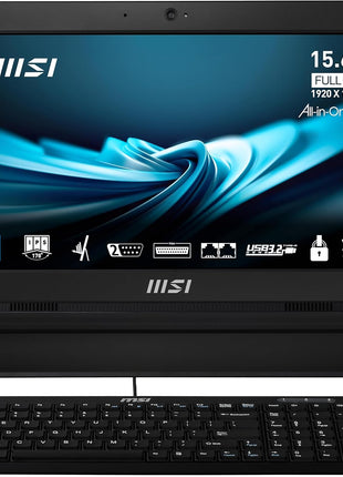 MSI PRO AP162T 15.6 inch FHD Touchscreen All-in-One PC: Intel Celeron N100, 4GB DDR4, 128GB m.2 NVMe SSD, WiFi, Bluetooth, Windows 11 Pro: ADL-020US