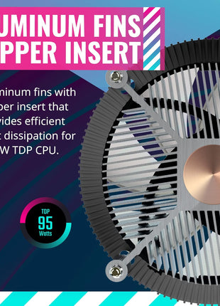 Cooler Master i70C ARGB Low Profile CPU Air Cooler for Intel LGA 1700/1851 Only – 120mm PWM ARGB Fan, 95W TDP, Copper Core Base, Black Aluminum Heatsink