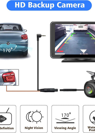 Portable Wireless with Apple CarPlay and Android Auto Screen for Car, 7" HD Touch Screen Car Stereo with Mirror Link, Bluetooth 5.2, Backup Camera, AUX,FM Transmitter for All Vehicle