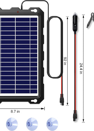 POWOXI Upgraded 7.5W-Solar-Battery-Trickle-Charger-Maintainer-12V Portable Waterproof Solar Panel Trickle Charging Kit for Car, Automotive, Motorcycle, Boat, Marine, RV,Trailer, Snowmobile, etc.