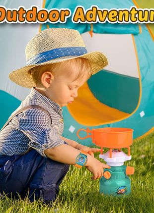 FUN LITTLE TOYS Pop Up Play Tent with Camping Gear and Tools Set, Outdoor Toys for Kids