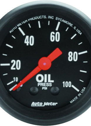 AUTO METER 2604 Z-Series Mechanical Oil Pressure Gauge, 2-1/16 inch (52.4mm)
