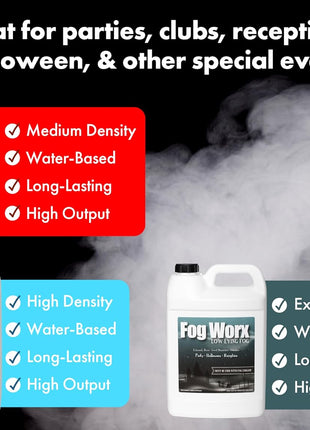 FogWorx Extreme High Density Fog Juice - Quart 32 Fluid Ounces of Long Lasting, High Output, Odorless Water Based Machine Fluid for 400 to 1500 Watt Machines