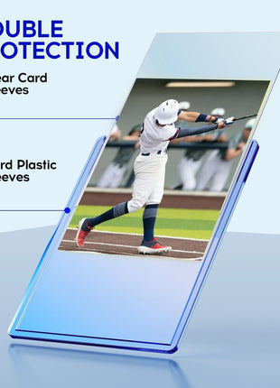 200 Pack Hard Card Sleeves, Plastic Card Sleeves, Baseball Sports Trading PKM Cards Holder Protectors (100 Hard Sleeve + 100 Soft Sleeve)