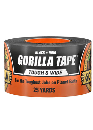 Gorilla Tape Tough & Wide, Black Tape, 2.88 inch x 25 yd (Pack of 1) - Heavy Duty and Weather Resistant for Indoor or Outdoor