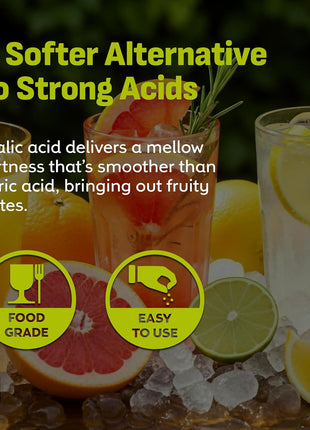Coolinario Malic Acid Powder (4 Oz) Sour Powder | Food Grade Flavor Enhancer for Beverages, Jams, Candy & Pickled Foods | Adds Tartness & Balances Sweetness | Ideal for Cider, Wine & Fruit Recipes