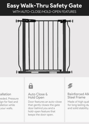 BalanceFrom Easy Walk-Thru Safety Gate for Doorways and Stairways with Auto-Close/Hold-Open Features, 30-Inch Tall, Fits 29.1-33.8 Inch Openings, White | 30" Tall Gate for Doorways and Stairways with Auto-Close/Hold-Open