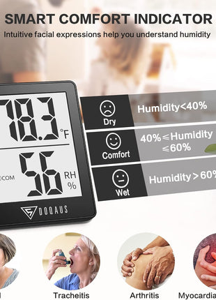 DOQAUS Digital Hygrometer Indoor Thermometer Humidity Meter Room Thermometer with 5s Fast Refresh Accurate Temperature Humidity Monitor for Home, Bedroom, Baby Room, Office, Greenhouse, Cellar (Black)