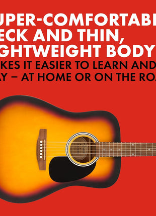 Fender FA-25 Dreadnought Acoustic Guitar, Beginner Guitar, with 2-Year Warranty, Includes Free Lessons, Sunburst