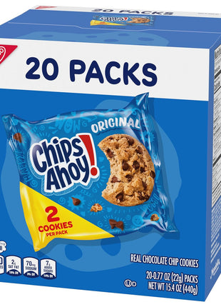 CHIPS AHOY! Original Chocolate Chip Cookies, 20 Snack Packs (2 cookies per pack)