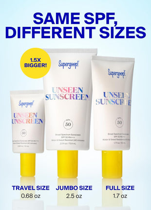 Supergoop! Unseen Sunscreen - Clear & Invisible Face Sunscreen + Broad Spectrum + Makeup-Gripping Primer - Weightless, Scentless, Oil Free - For All Skin Types & Tones