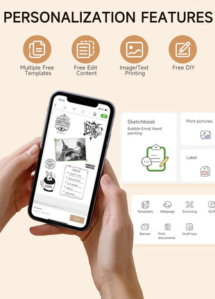 iDPRT Sticker Printer, Portable Sticker Maker Machine, Mini Inkless Bluetooth Thermal Printer for iPhone & Android, Pocket Printer for Labels, Barcodes, DIY Journaling, Kids Gift, Gray