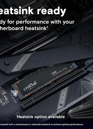 Crucial T705 PCIe Gen5 NVMe 4TB SSD, Up to 14,100MB/s, TLC NAND, Intel & Ryzen Compatible, for Hardcore Gaming & High-Speed Storage, Solid State Drive, Includes 1Mo Adobe CC – CT4000T705SSD3