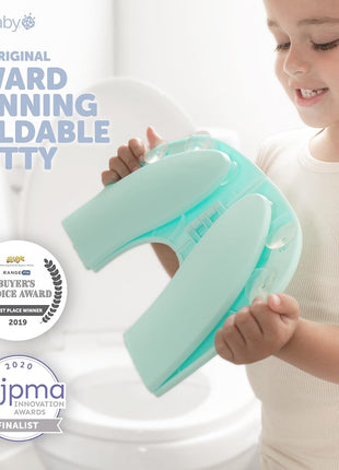 Jool Baby Folding Travel Potty Training Seat for Toddlers, Fits Round & Oval Toilets, Non-Slip Suction Cups, Includes Free Travel Bag (Aqua)
