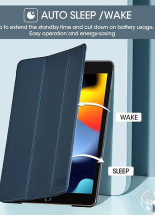 ProCase for iPad 9th/ 8th/ 7th Generation Case 10.2 Inch, Navy | 10.2 iPad Case 9th/ 8th/ 7th Gen Cover (2021/2020/2019), Slim Smart Cover With Translucent Hard Shell Back, Auto Sleep/Wake