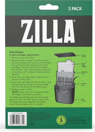 Zilla Reptile Pet Terrarium Water Filter Replacement Cartridge, Large, 3-Pack