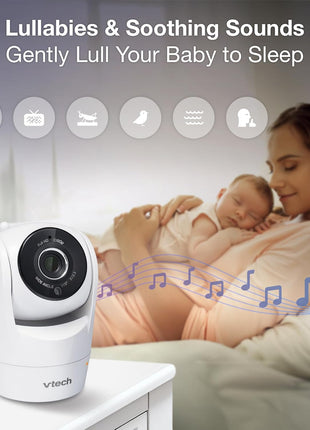 VTech Smart WiFi Baby Monitor, 2 Cameras – See Both Rooms at Home or from Anywhere, Free App, 1080p Split Screen, 5inch HD Screen, Pan-Tilt-Zoom, Night Vision | VM901-2