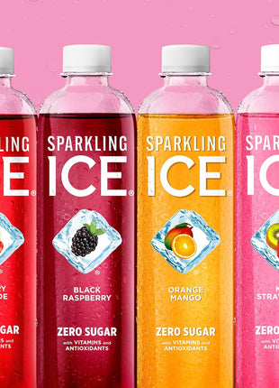 Sparkling Ice Purple Variety Pack, Flavored Water, Zero Sugar, with Vitamins and Antioxidants, 17 fl oz, 12 count (Black Raspberry, Cherry Limeade, Orange Mango, Kiwi Strawberry)